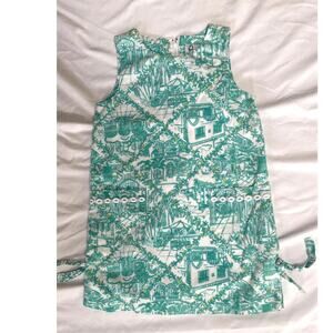 Vintage Lilly Pulitzer Girls Worth Ave Toile Shift Dress, 5T, Rare, Turquoise